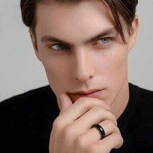 *NEW* Men’s Black Tungsten Ring With Whiskey Barrel Accent